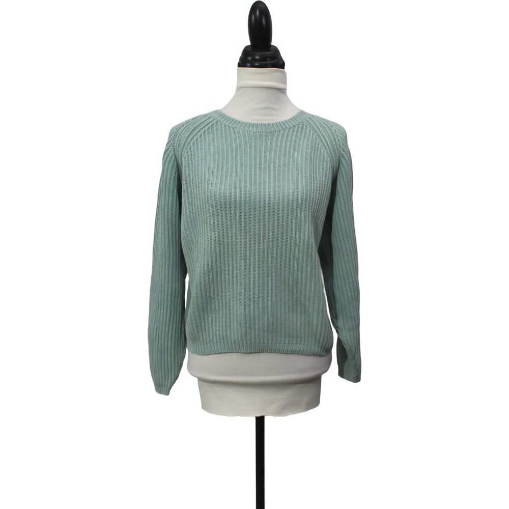 Vintage Eddie Bauer 100% Cotton Sweater Large Mint Green Knit Classic 90s